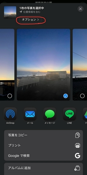 「オプション」をタップ