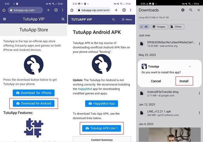 AndroidにTutuAppをダウンロード