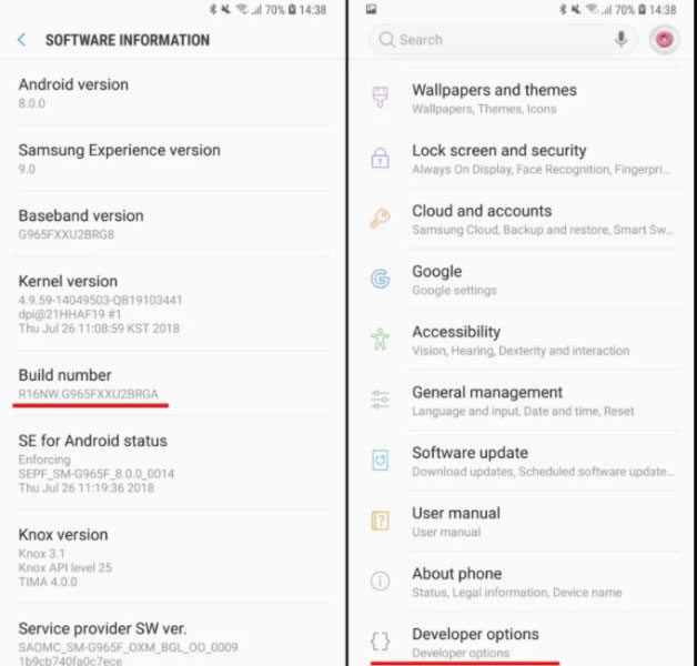 Android enable developer mode