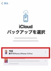 バックアップの選択