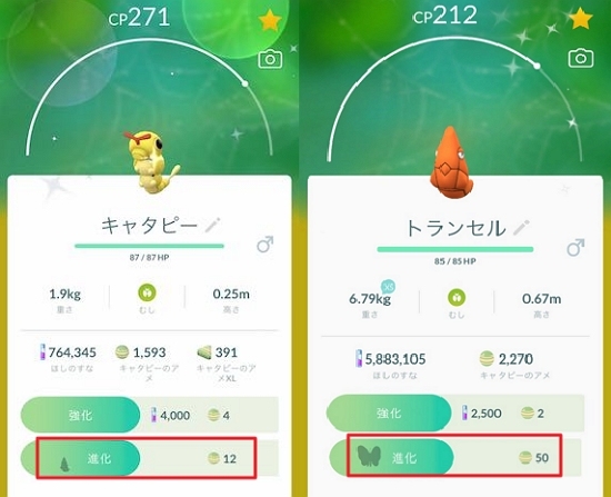 キャタピー進化に必要なアメ