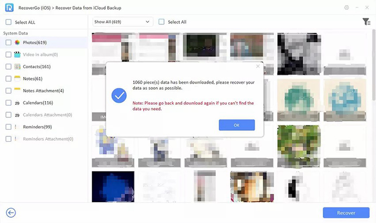 recovergo iCloud プレビューしてデータを復元する