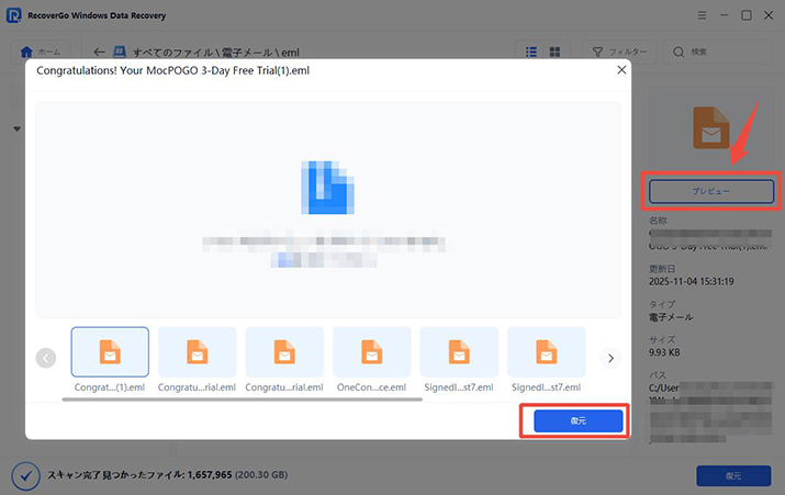 RecoverGo windows メール復元