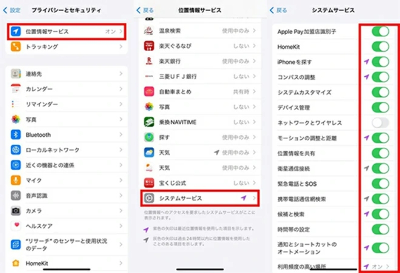 iPhone矢印マークの消し方