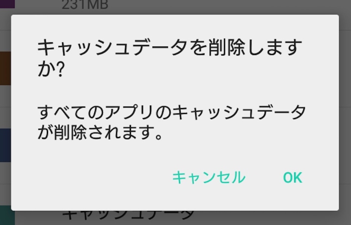 キャッシュを消去